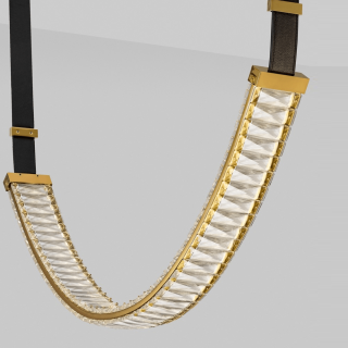 LUCES CAMBRIL LE45966 lampa wisząca złoto, sk&oacute;ra i kryształ, LED 37W