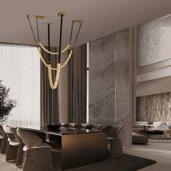 LUCES CAMBRIL LE45968 złota lampa wisząca LED 62W kryształ i skóra