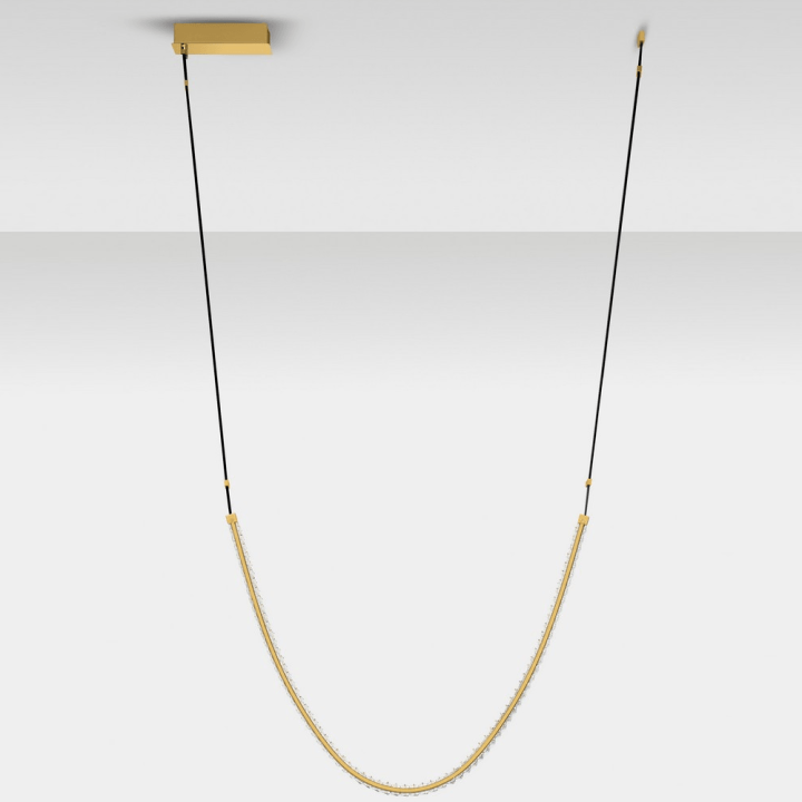LUCES CAMBRIL LE45968 gold LED pendant lamp 62W crystal and leather