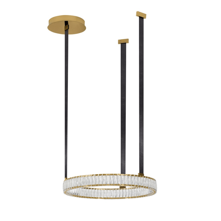 LUCES CAMBRIL LE45969 złoty ring LED 3000K z kryształami i sk&oacute;rą