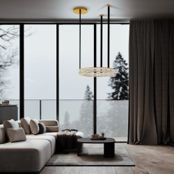 LUCES CAMBRIL LE45969 gold LED ring 3000K with crystals and leather