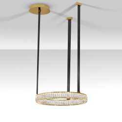 LUCES CAMBRIL LE45969 złoty ring LED 3000K z kryształami i skórą