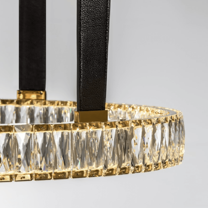 LUCES CAMBRIL LE45969 gold LED ring 3000K with crystals and leather