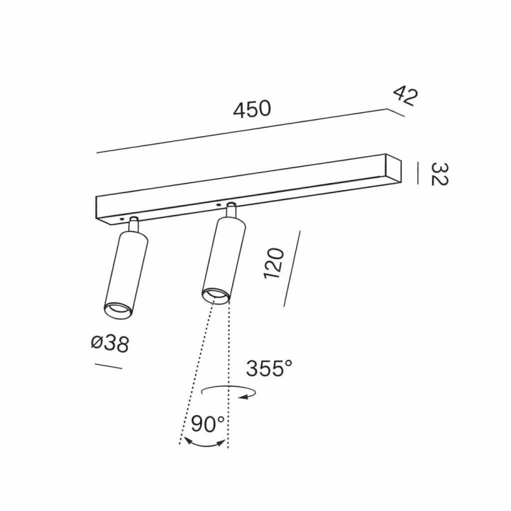AQFORM PET mini asymmetry x2 LED 47056 double ceiling spotlight CRI90