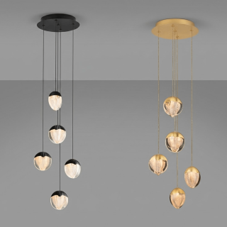 LUCES ALCUDIA LE4575/6 lampa wisząca LED 25W &ndash; elegancka, złoto/czerń
