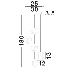 LUCES ALCUDIA LE4575/6 lampa wisząca LED 25W – elegancka, złoto/czerń