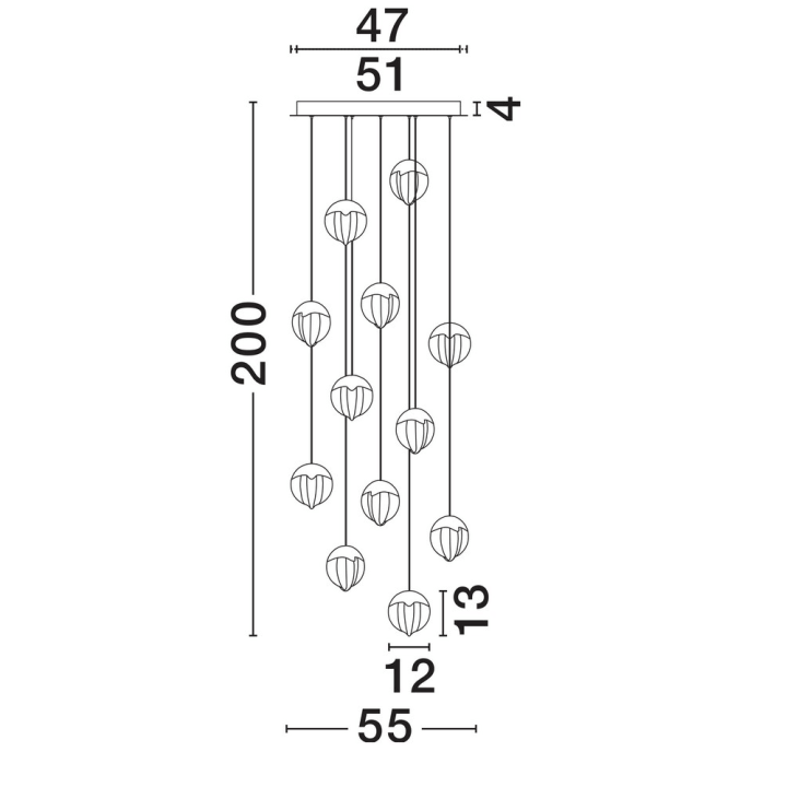 LUCES ALCUDIA LE45759/61 hanging lamp waterfall LED light 60W, 3000K