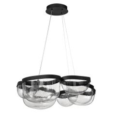 LUCES TUNTE LE46204 lampa wisząca LED 65W czarna, szkło artystyczne