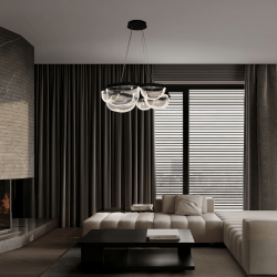 LUCES TUNTE LE46204 lampa wisząca LED 65W czarna, szkło artystyczne