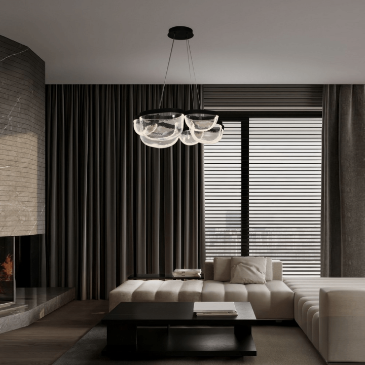 LUCES TUNTE LE46204 lampa wisząca LED 65W czarna, szkło artystyczne