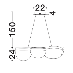 LUCES TUNTE LE46204 lampa wisząca LED 65W czarna, szkło artystyczne
