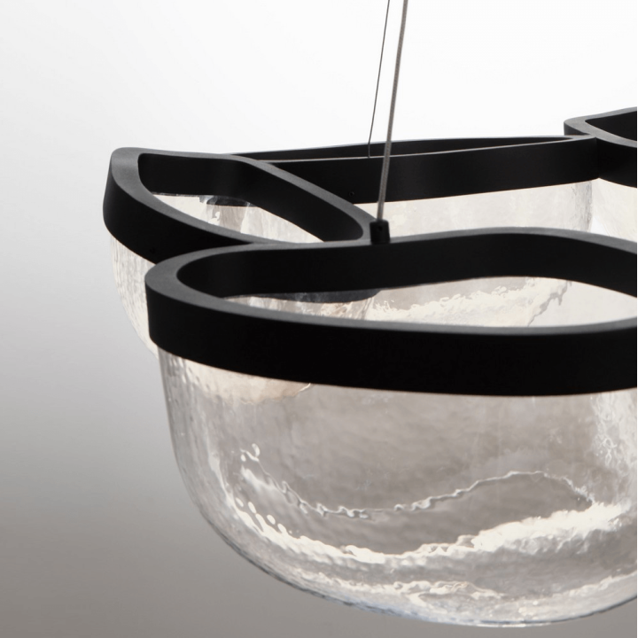 LUCES TUNTE LE46204 lampa wisząca LED 65W czarna, szkło artystyczne
