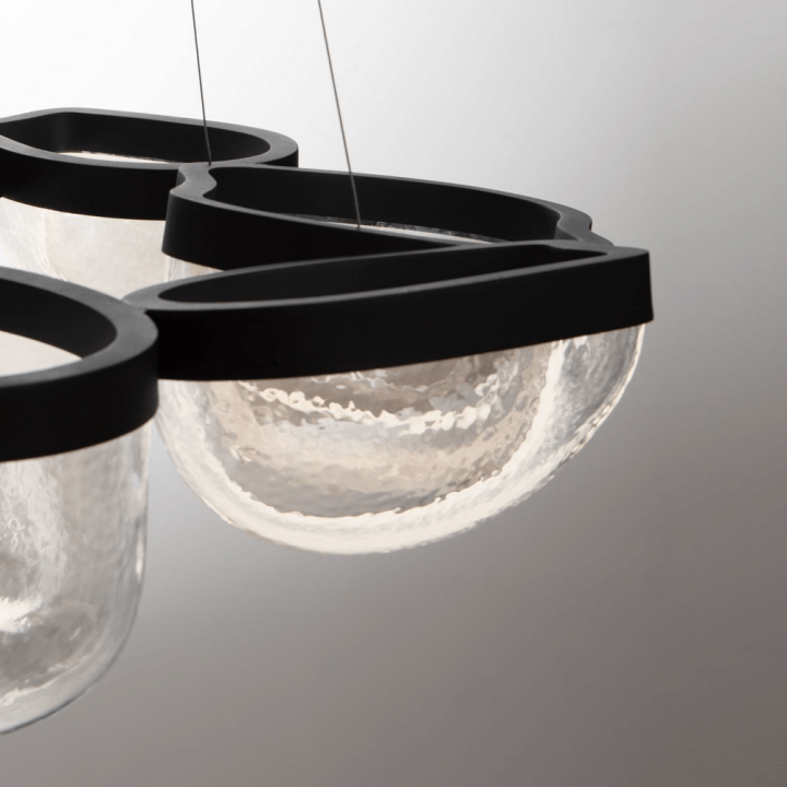 LUCES TUNTE LE46204 lampa wisząca LED 65W czarna, szkło artystyczne