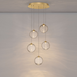 LUCES ALBORA LE45744/5 LED pendant lamp 20W cascade 5 glass balls