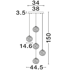 LUCES ALBORA LE45744/5 lampa wisząca LED 20W kaskada 5 szklanych kul
