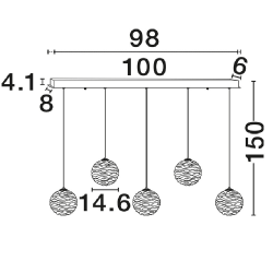 LUCES ALBORA LE45746/7 lampa wisząca LED 20W 2700K/3000K podłużna