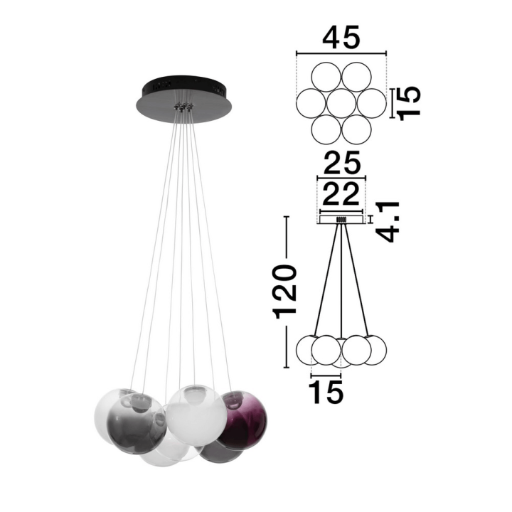 LUCES ARGUIS LE45845 LED pendant lamp 41W 3000K 2093lm premium glass
