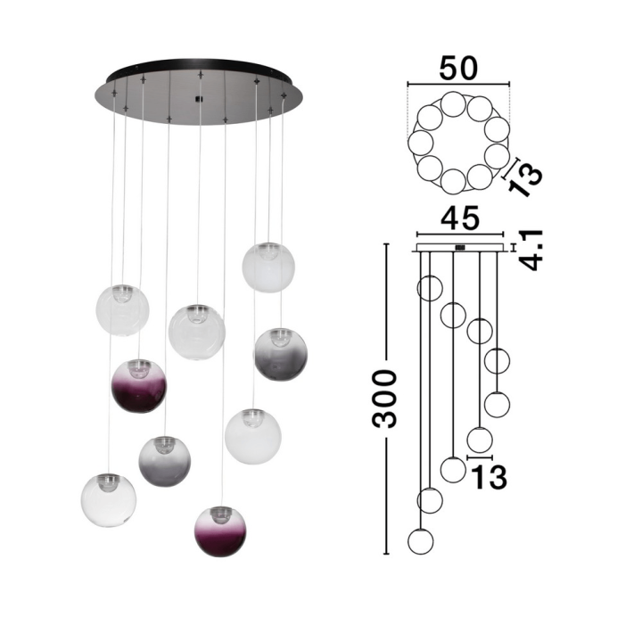 LUCES ARGUIS LE45846 lampa wisząca LED 46W nowoczesne kule kaskadowe