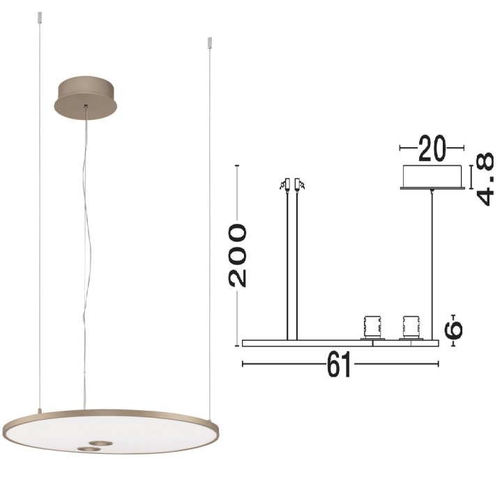 LUCES VALVER LE46213 gold LED pendant lamp 53W 2700K/3000K round