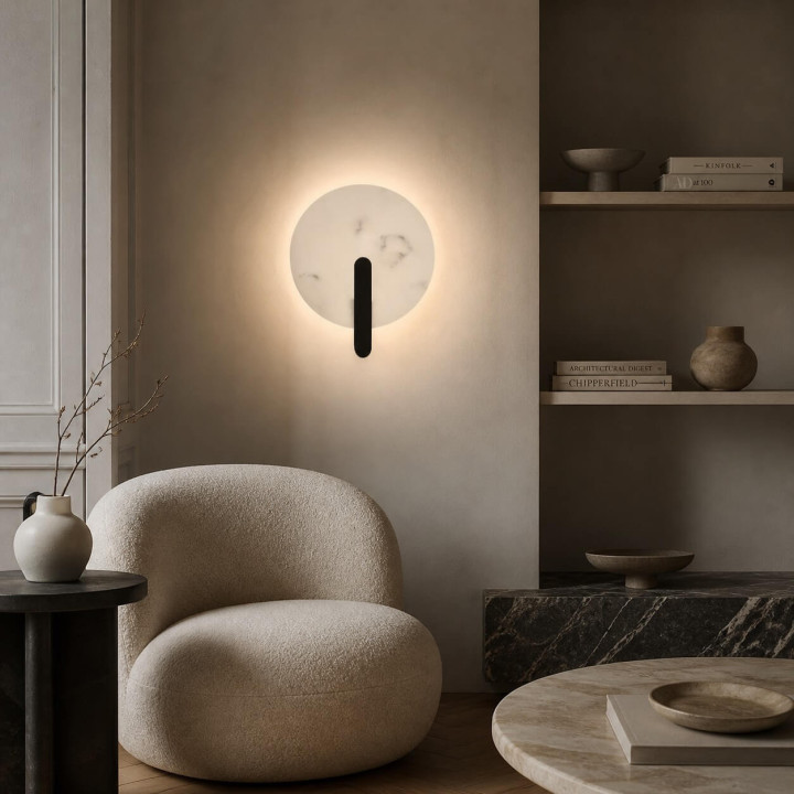 LUCES MAIRANA LE46109 okrągły kinkiet LED 6W alabaster