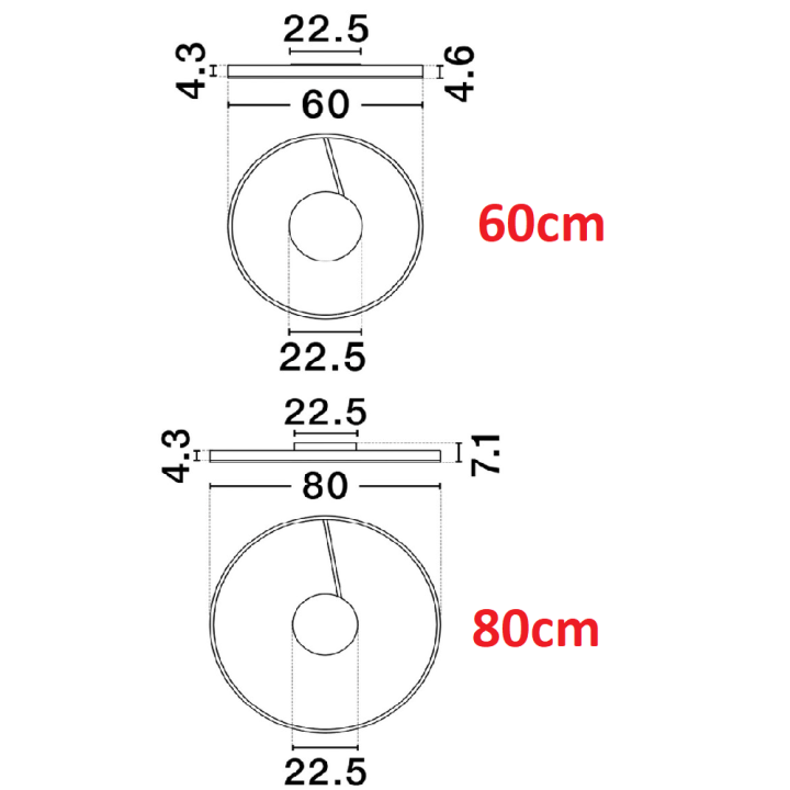 LUCES AZKOIT LE45900/1/3/5/7/8 LED ceiling lamp 2700K-3000K-4000K CCT &Oslash; 60/80cm