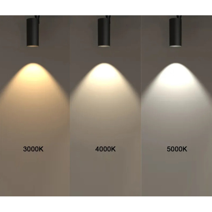 Modern track Light 3F zoom LED 25W white, black CCT 3000K-5700K 20-50&deg;