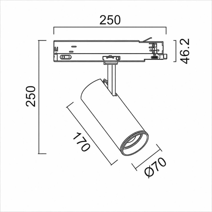 Modern track Light 3F zoom LED 25W white, black CCT 3000K-5700K 20-50&deg;