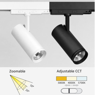 Reflektor zoom LED 25W track do szyn 3F biały, czarny CCT 3000K-5700K