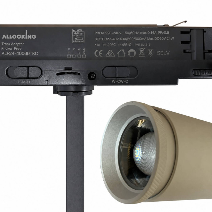 Modern track Light 3F zoom LED 25W white, black CCT 3000K-5700K 20-50&deg;