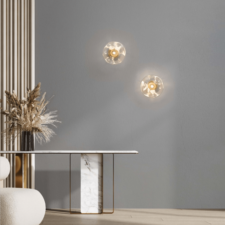 LUCES NAYARIT LE44931/2/3 G9 wall lamp in glass and gold, 3 sizes
