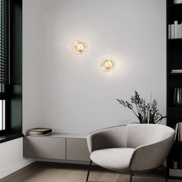 LUCES NAYARIT LE44931/2/3 kinkiet G9 ze szkła i złota 3 rozmiary