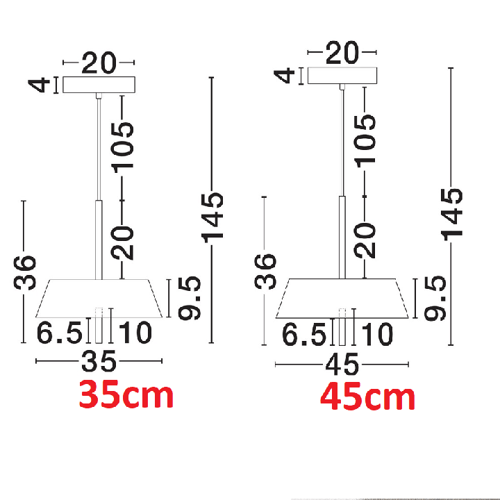 LUCES AGUILA LE45706/7/8/9 LED pendant lamp &Oslash; 35/45 cm white/black