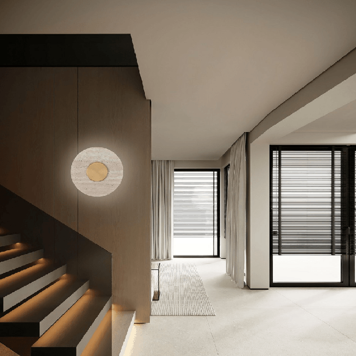 LUCES ALCANT LE45750 okrągły kinkiet LED 14W 3000K trawertyn i złoto