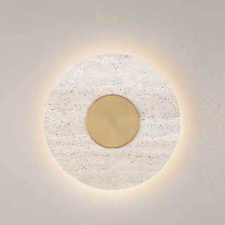 LUCES ALCANT LE45750 round LED wall lamp 14W 3000K travertine and gold