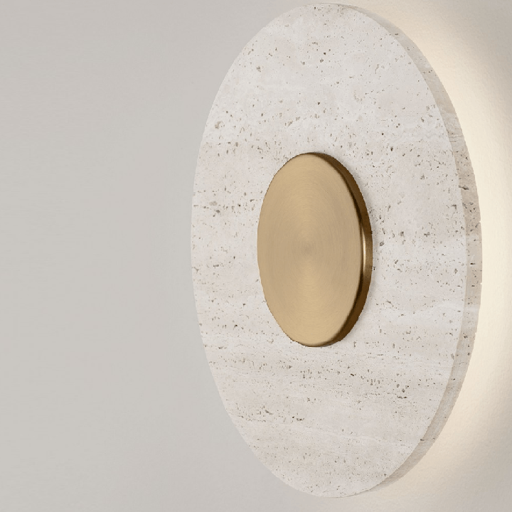 LUCES ALCANT LE45750 round LED wall lamp 14W 3000K travertine and gold