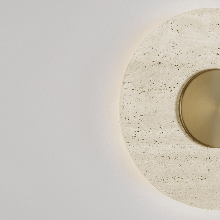 LUCES ALCANT LE45750 round LED wall lamp 14W 3000K travertine and gold