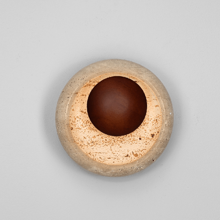 LUCES MOTRIL LE46120 LED wall lamp in natural travertine and wood