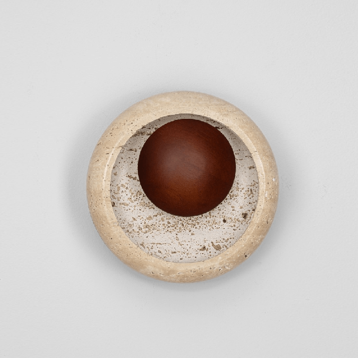 LUCES MOTRIL LE46120 LED wall lamp in natural travertine and wood