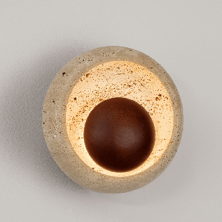 LUCES MOTRIL LE46120 LED wall lamp in natural travertine and wood