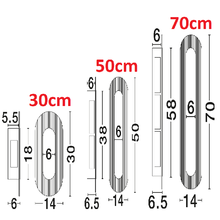 LUCES TACORO LE46159/60/1/2/3/4 LED wall lamps 3000K 30/50/70cm glass