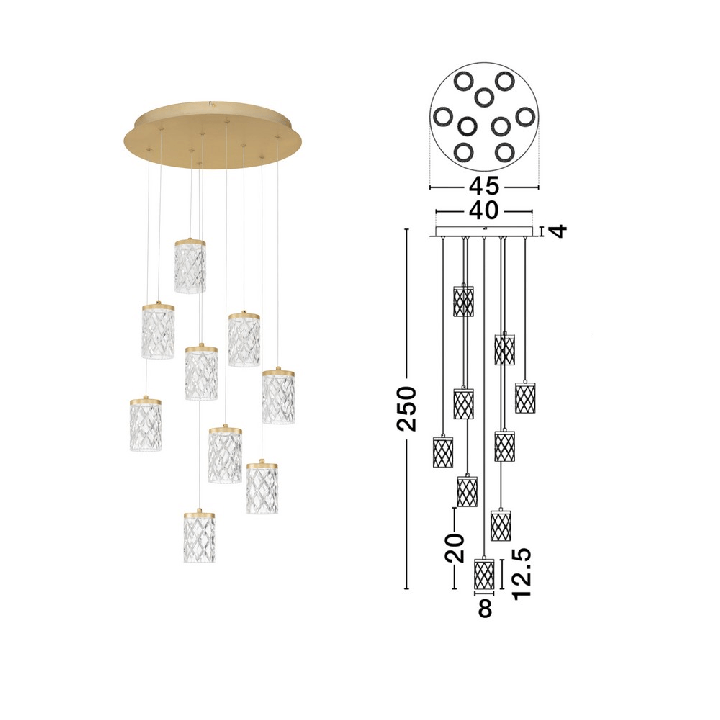 LUCES MURO LE46123 lampa wisząca LED 3465lm 3000K złota