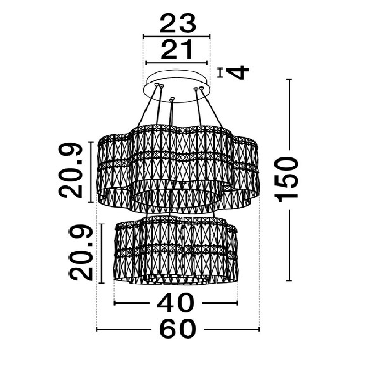 LUCES ARIZA LE45852 lampa wisząca LED 56W elegancka stal, kryształ