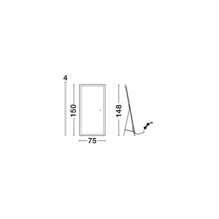 NL ADON 9006018 black IP44 LED mirror 4000K touch switch 150x75cm