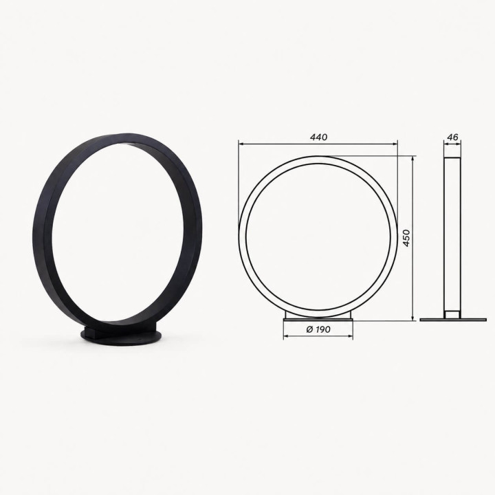 LOONARI AURA LED black garden ring light 5W 44cm, 70cm IP65