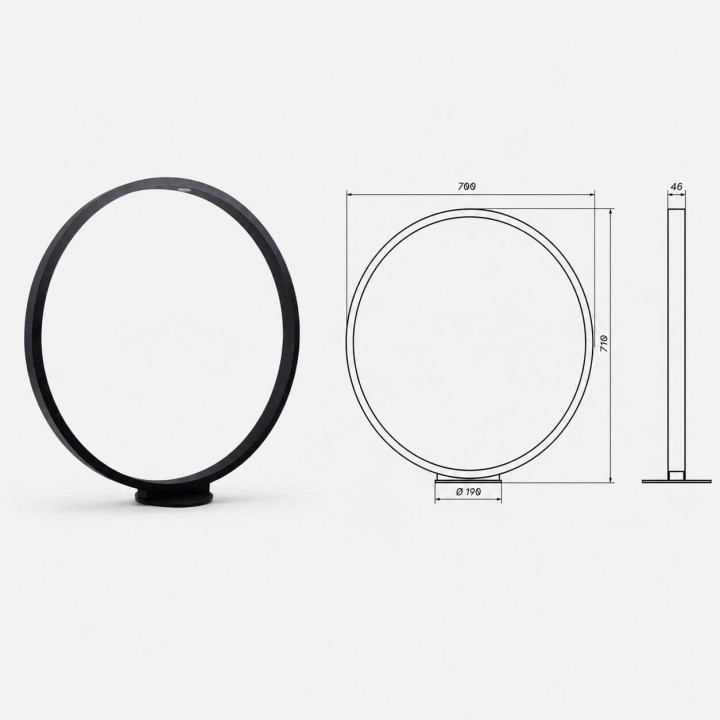 LOONARI AURA LED black garden ring light 5W 44cm, 70cm IP65