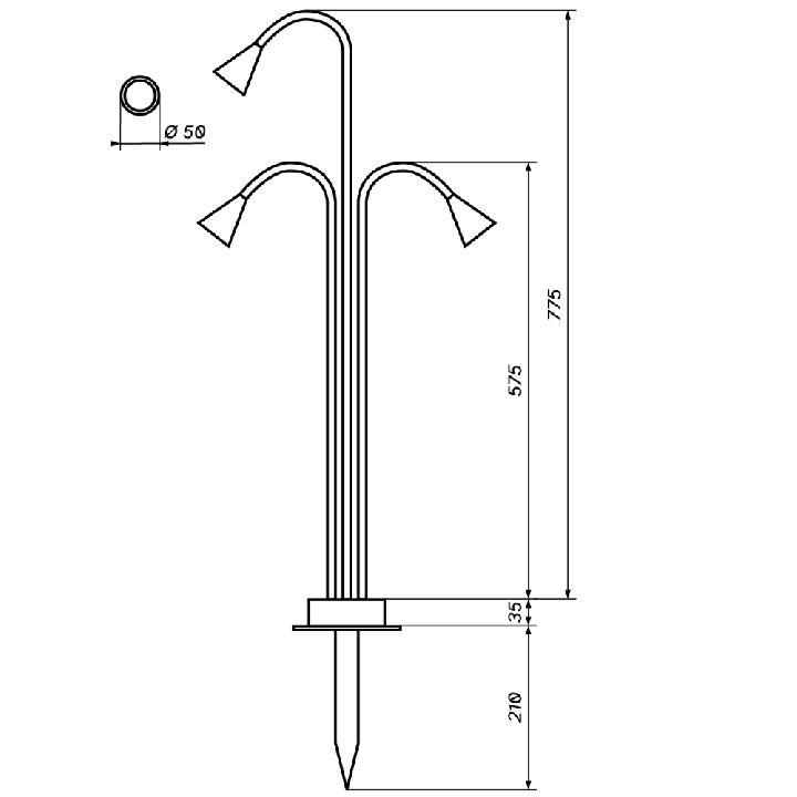 LOONARI PALMI TRE 407122 lampa ogrodowa 24V LED czarna wbijana IP65