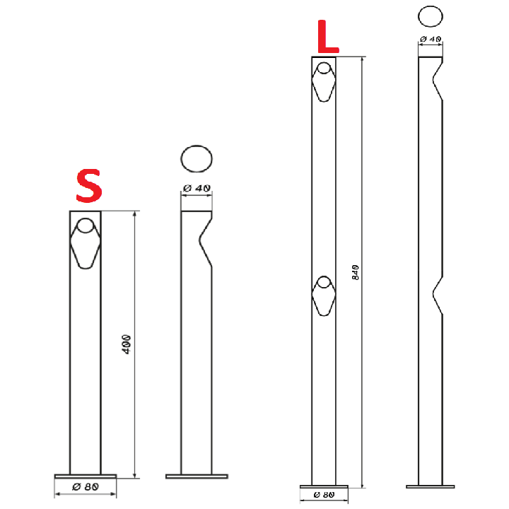 LOONARI CIRA słupek ogrodowy LED 3000K czarny IP65 40cm, 84cm