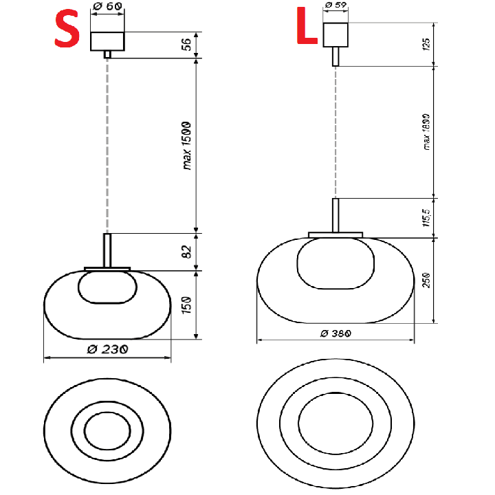 LOONARI TEANA lampa wisząca LED 3000K 8W-20W CRI90 dymiony klosz