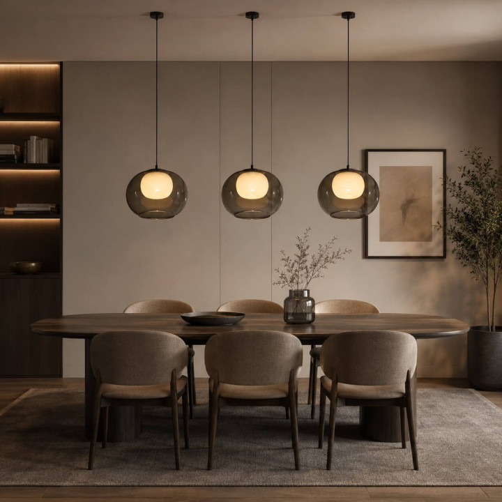 LOONARI TEANA LED pendant lamp 3000K 8W, 20W CRI90 smoked shade