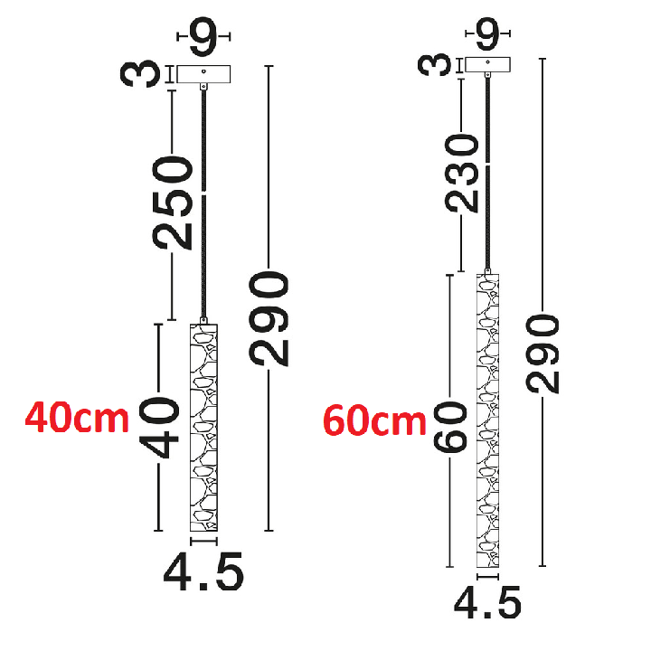 LUCES INGENIO LE46079/80 LED pendant lamp 3W travertine tube